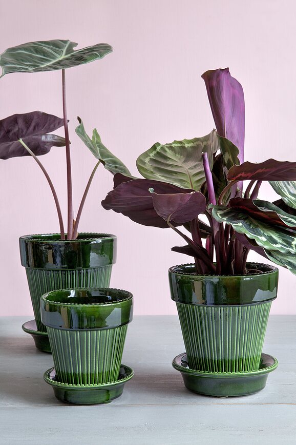 Simona Lonec glaziran, s podstavkom, 12 cm, zelen