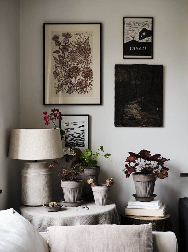 Simona Γλάστρα με πιατάκι, 12 εκ., γκρι