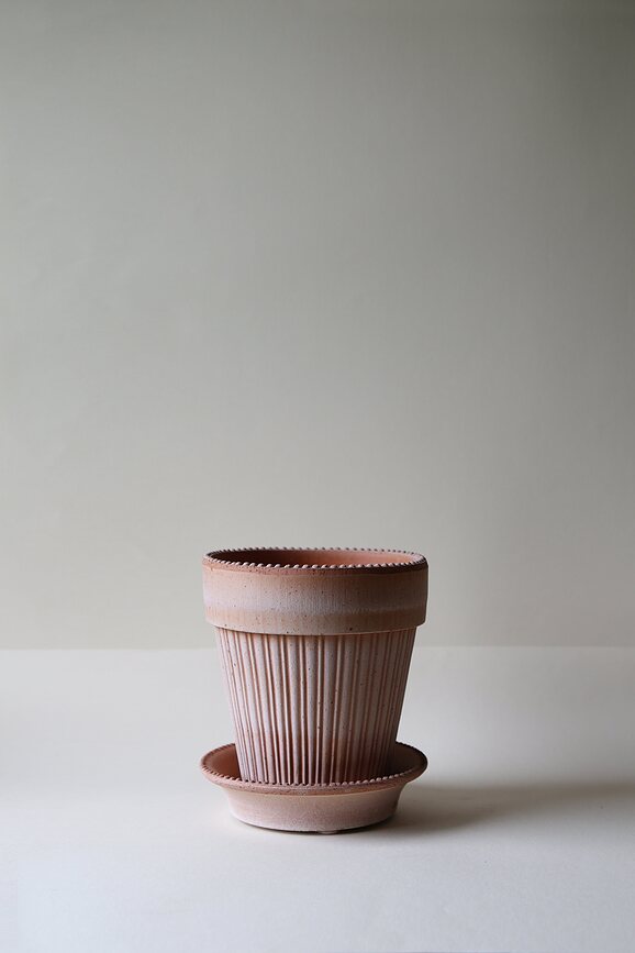 Simona Γλάστρα με πιατάκι, 12 cm, ροζ