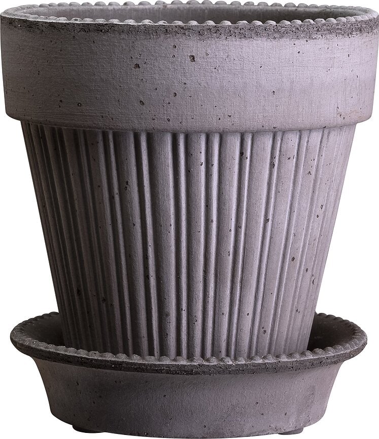 Simona Pot avec soucoupe, 12 cm, gris