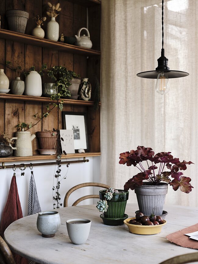 Simona Pot de Fleurs avec soucoupe, 18 cm, gris