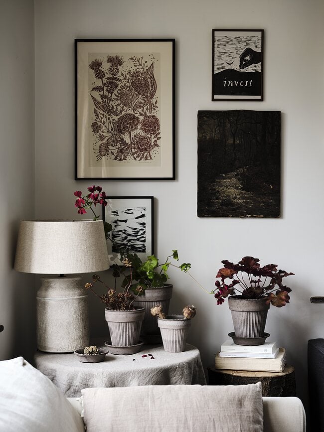 Simona Pot de Fleurs avec soucoupe, 18 cm, gris