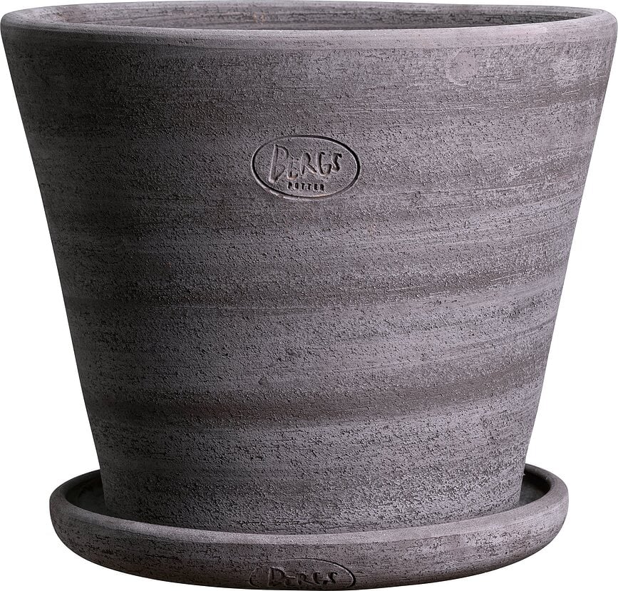 Vaso piccolo per fiori Julie Rustic 35 cm grigiastro con vassoio