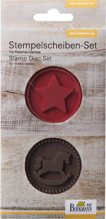 Sellos de Goma para bases de madera Birkmann, diseño "Felices Fiestas", 2 unidades