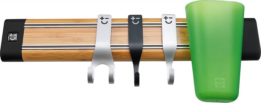 Gancho doble Bisbell para barra magnética, negro