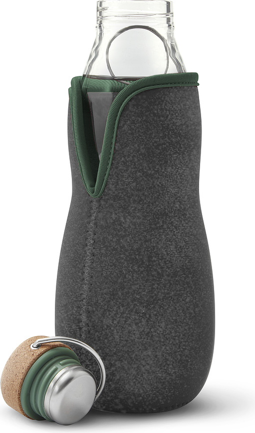 Botella de agua con filtro Eau Good, verde oliva, con funda