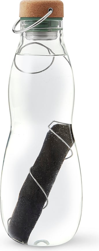 Botella de agua con filtro Eau Good, verde oliva, con funda