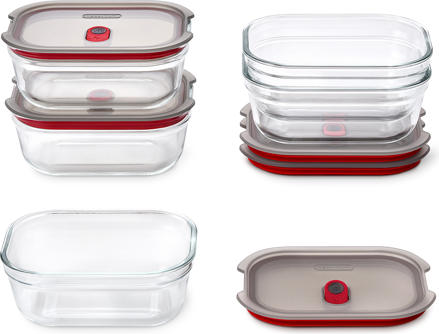 Pārtikas uzglabāšanas trauki Stack & Nest Glass 900 ml, 5 gab.
