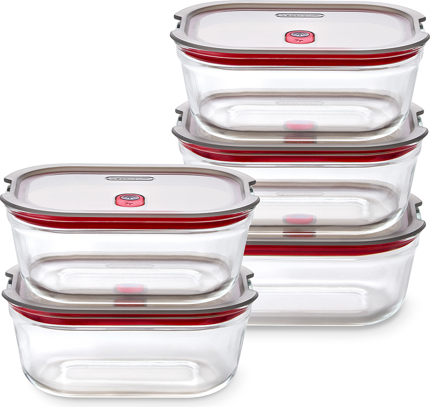 Pārtikas uzglabāšanas trauki Stack & Nest Glass, 5 gab.
