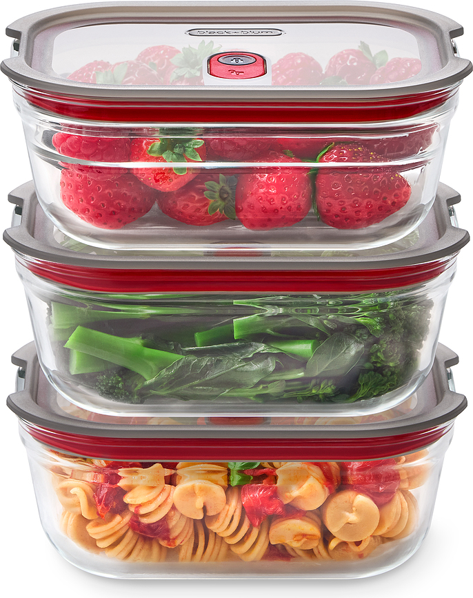 Stack & Nest Glass Food Containers 1.2 l, 3 pcs.