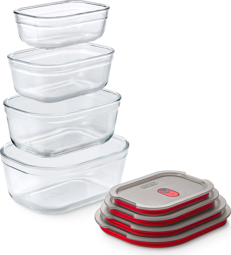 Stack & Nest Glass Food Containers, 4 pcs.