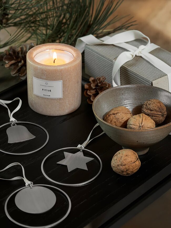 Adornos Navideños Kitai, con diseño de círculos, plateados, Pack de 4 unidades