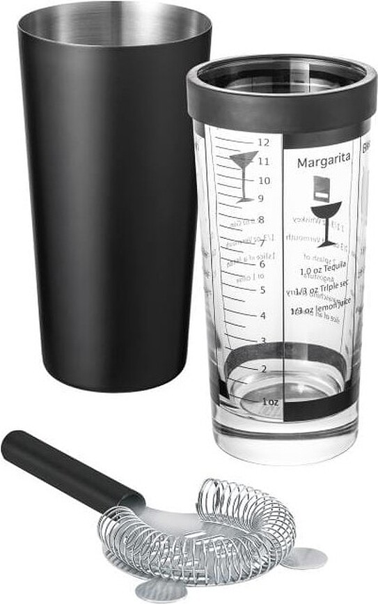 Coctelera Boston Lounge, con cuchara mezcladora, negra