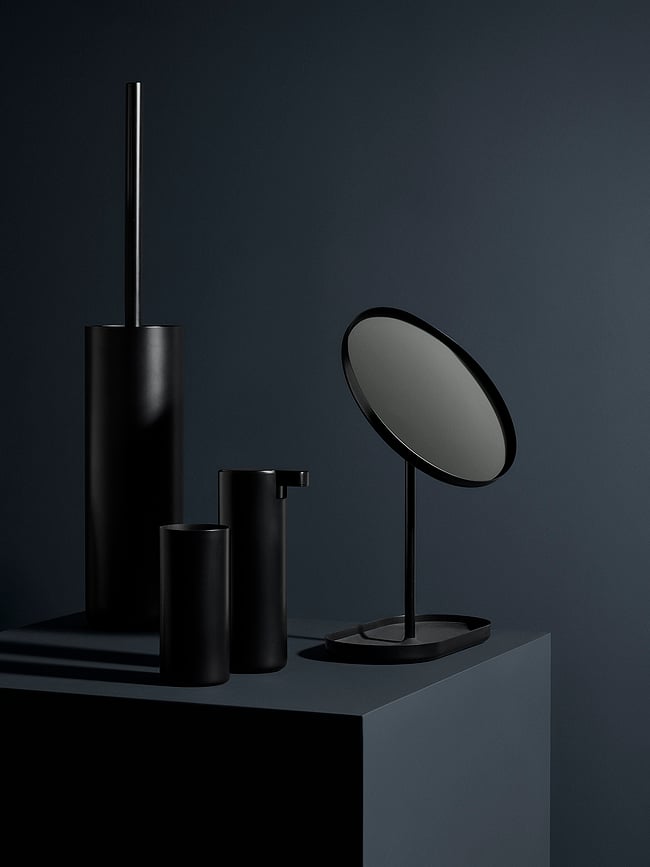 Espejo de acero pulido Modo, con base