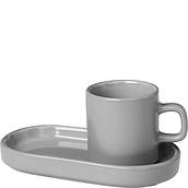 Espresso puodeliai Pilar su lėkštute mirage grey 2 vnt.