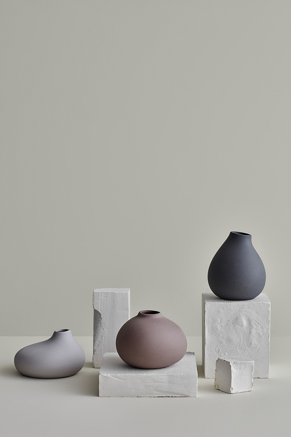 Jarrones decorativos Nona, peltre, micro chip, bark, Set de 3 piezas