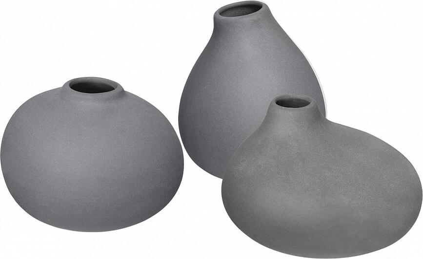 Jarrones decorativos Nona, color peltre, 3 unidades