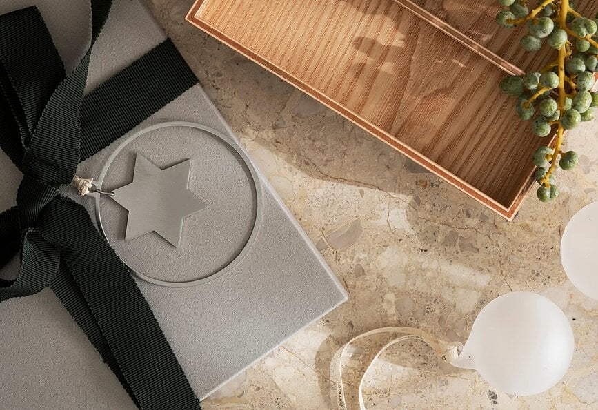 Kitai Božićne Kuglice srebrne s uzorkom krugova 4 kom.