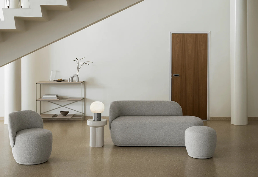 Lámpara de Mesa Iris Alabaster, acero mate