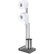 Menoto Double roll toilet paper stand polished with a toilet brush