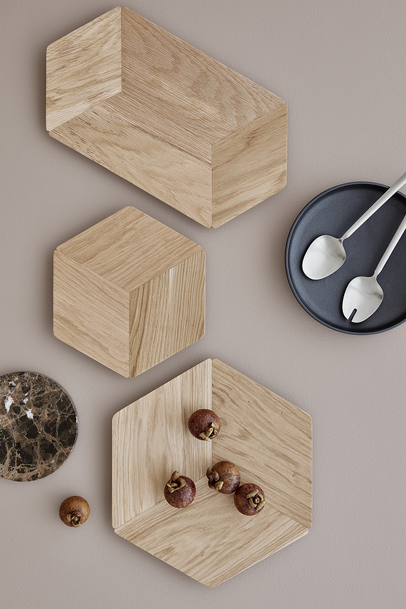 Bandeja decorativa efecto mármol Pesa, 11 cm, marrón