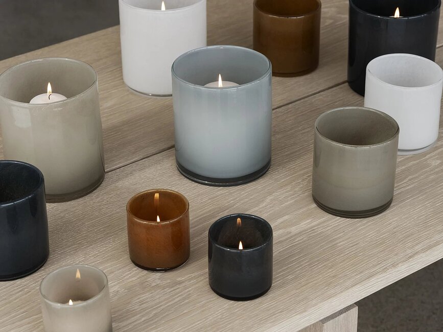 Portavelas para vela de té Saga, 8 cm, blanco