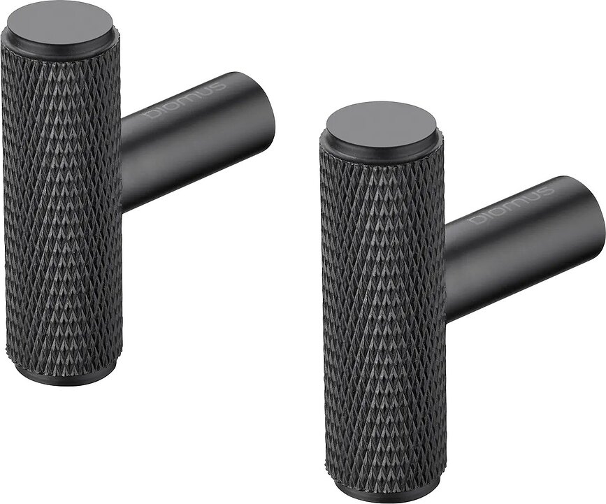 Rof Crochets muraux allongés, noirs, Lot de 2