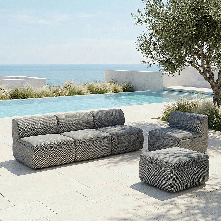 Sodo pufas Grova 70 x 70 cm, smėlio spalvos