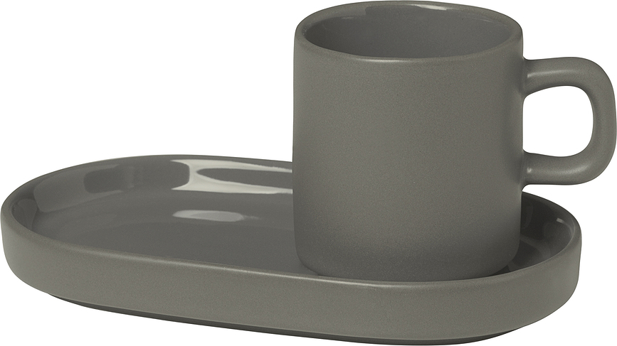 Tazas de Espresso con Platillo Pilar, color peltre, 2 unidades