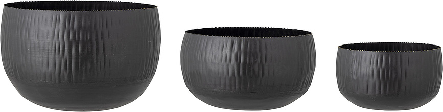 Abisha Okrasni lončki, črni, kovinski, 3 kosi