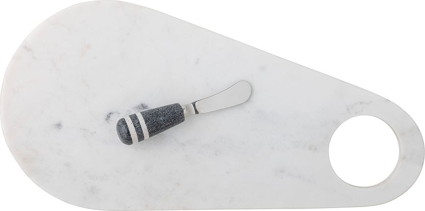 Abrielle Planche à Découper avec couteau, 20 x 42 cm, en marbre, Set 2 pièces