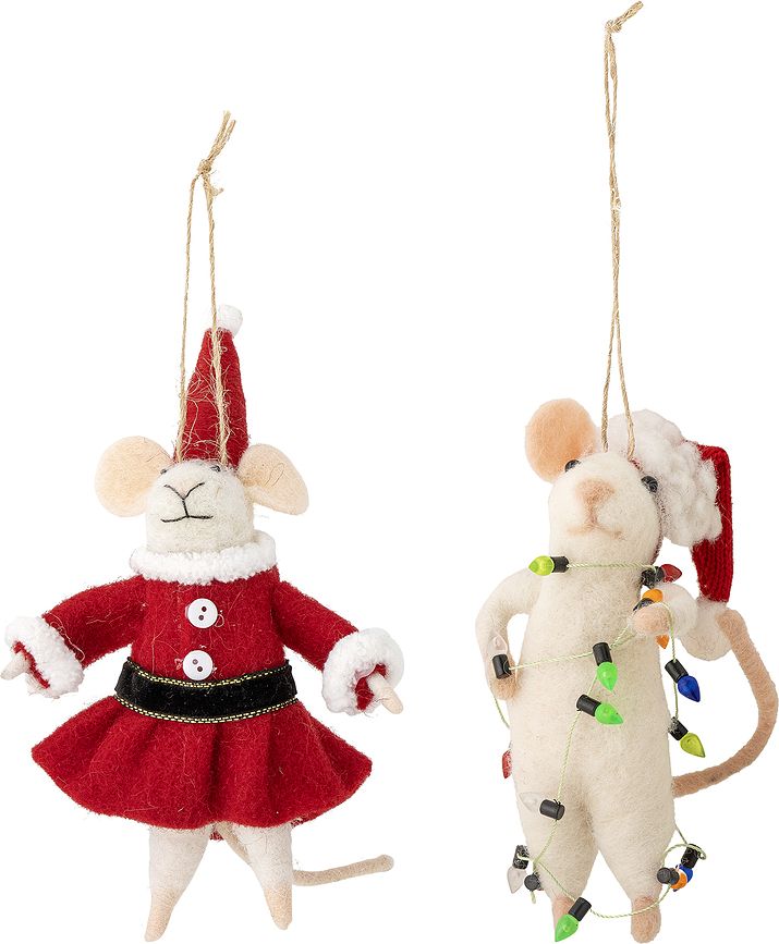 Adornos decorativos Peo, ratones y elfos navideños, Set de 2 piezas