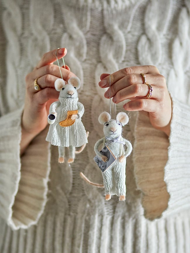 Adornos Navideños Peo, diseño de ratones y ángeles, 2 unidades