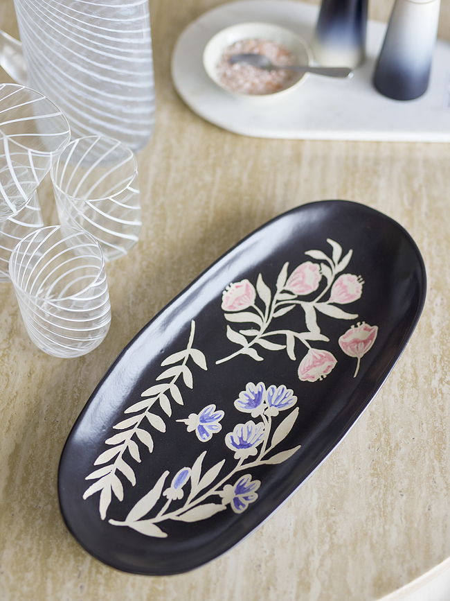 Amberly Plat de Service ovale, noir