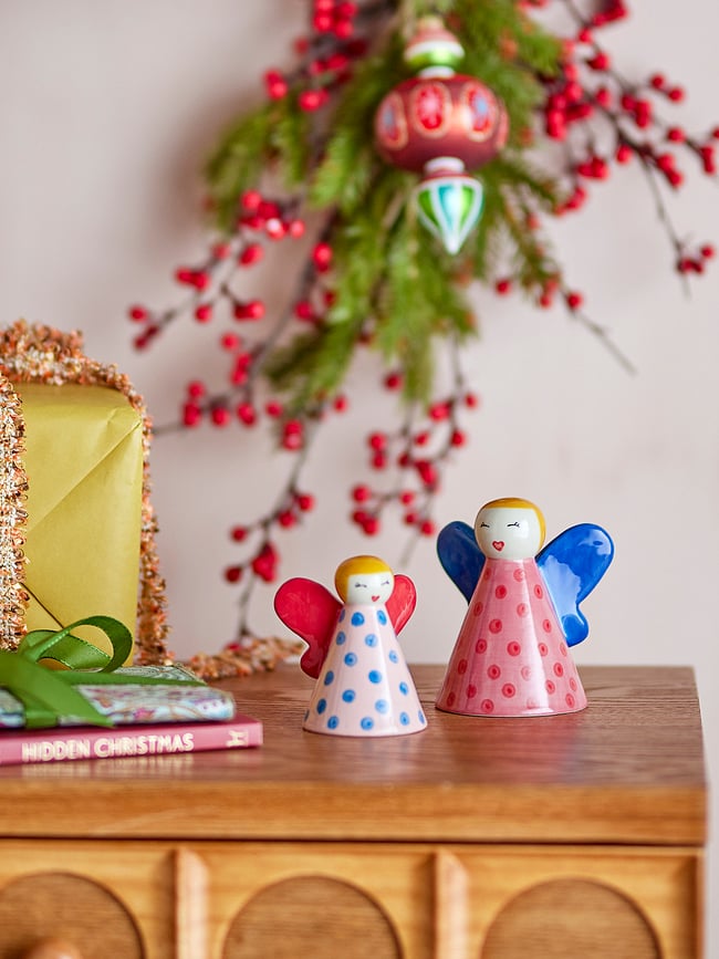 Figuras de Ángeles Caramella II, decoración navideña, multicolores, Pack de 2 unidades