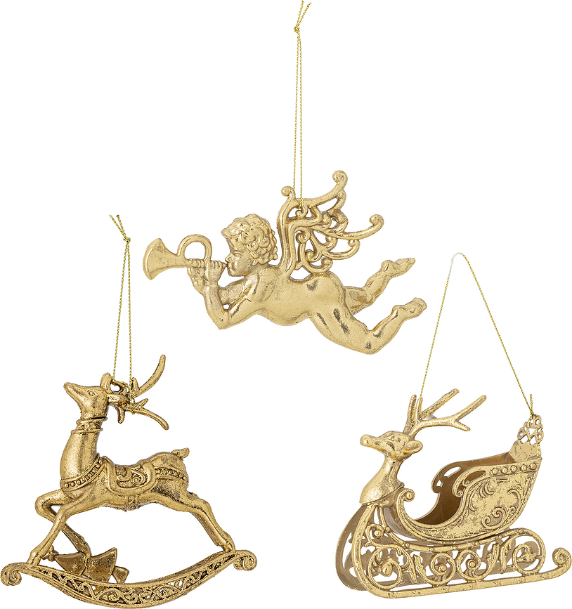 Anisa Décorations de Noël, dorées, Lot de 3