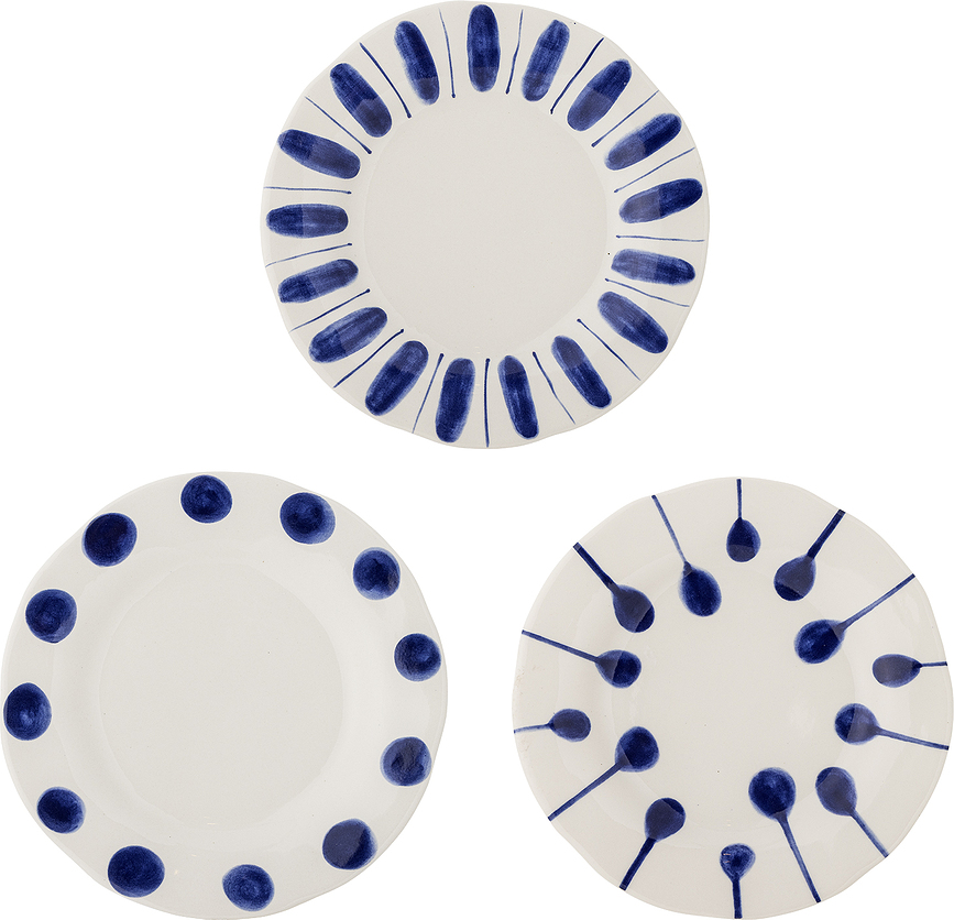 Assiettes à déjeuner Linora 22 cm, bleues, lot de 3