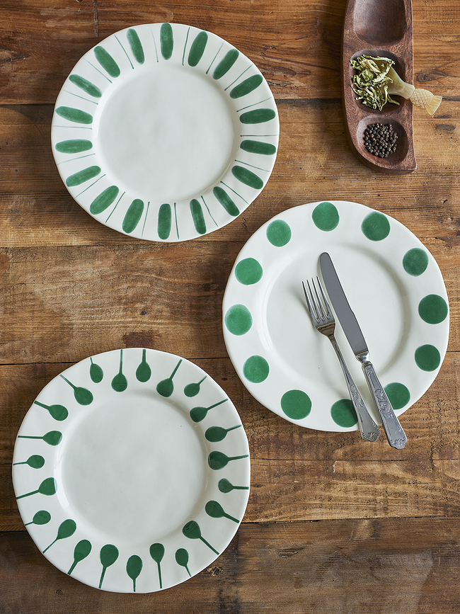 Assiettes plates Linora 28 cm, bleues, lot de 3
