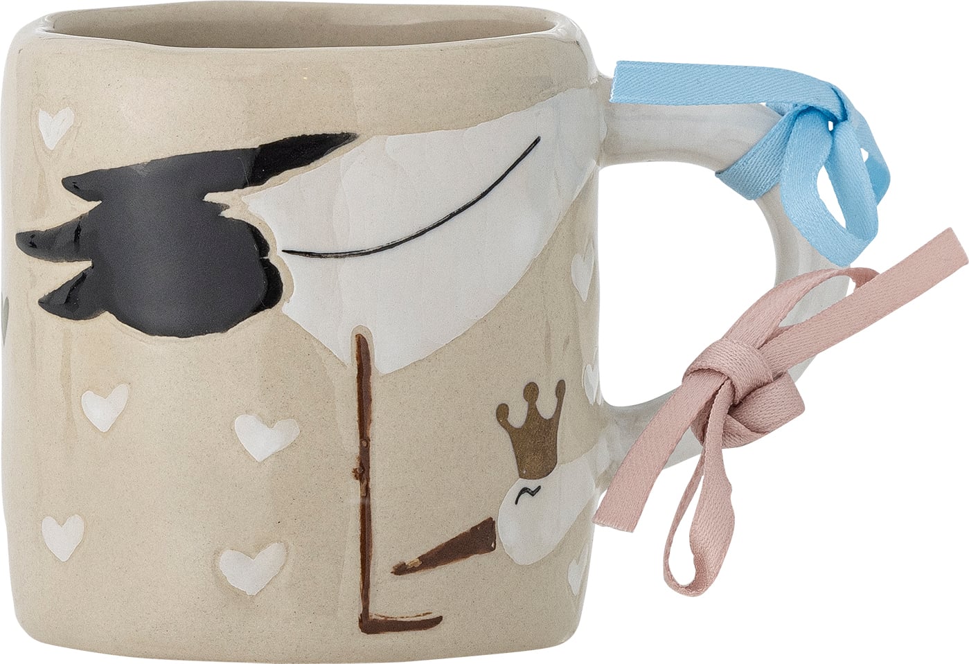 Bambino Becher 225 ml mit einem rosa und blauen Band in Geschenkbox