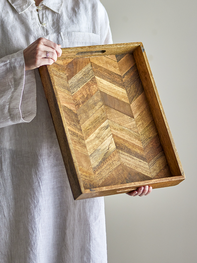 Bandeja de madera de mango Katalyn, 40 x 30 cm, para servir