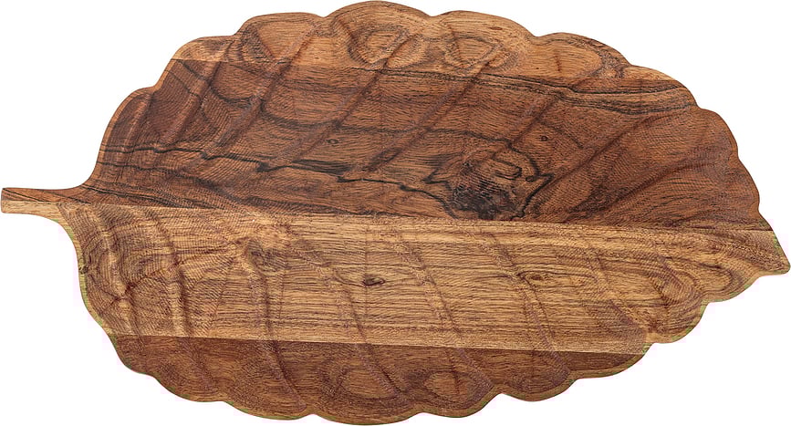 Bandeja de madera Mikko, 46 cm, diseño de hoja