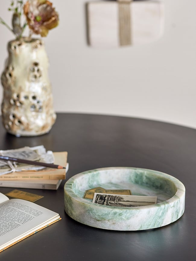 Bandeja decorativa de mármol Ivette, 20 cm, verde
