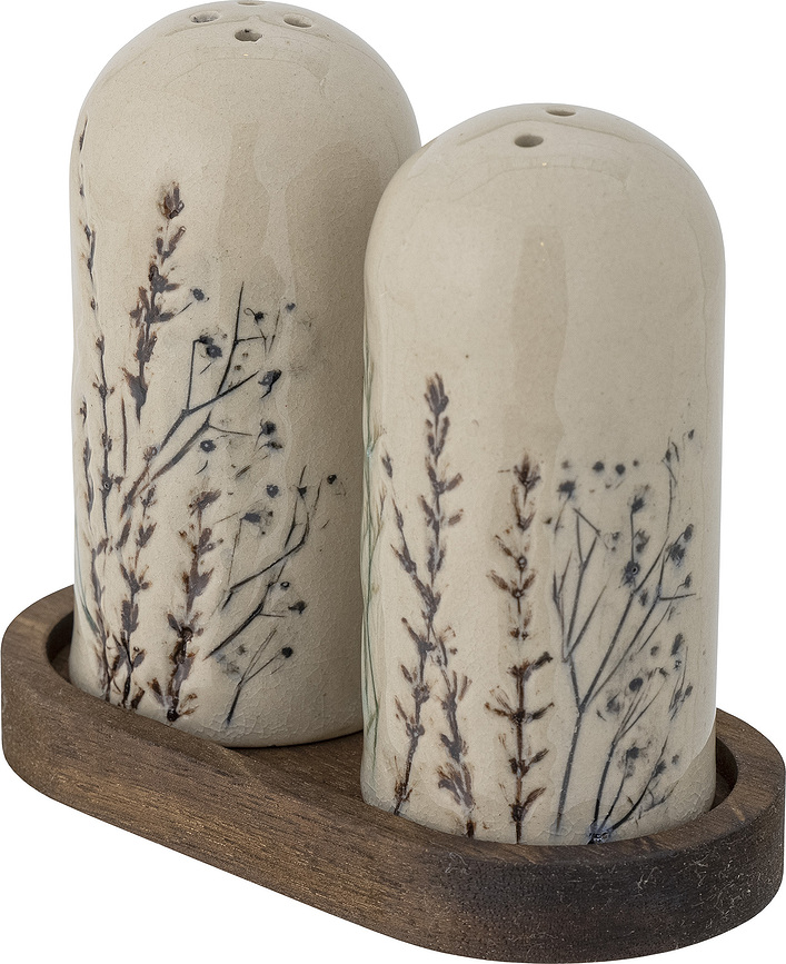 Bea Set Salière et Poivrière avec support, Set 3 pièces
