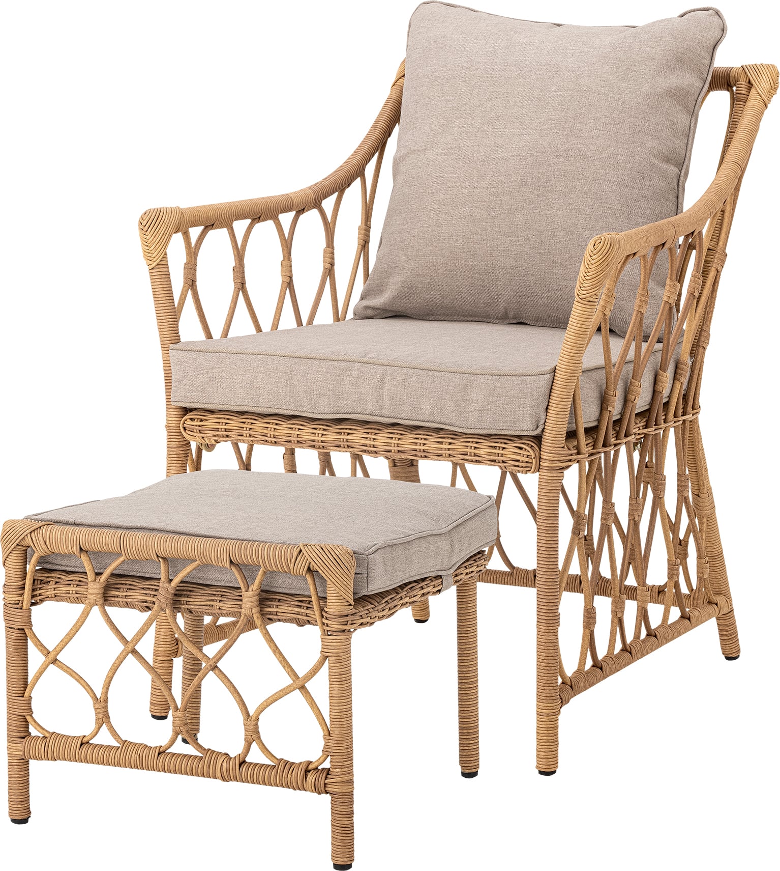 Belluce Gartensessel beige mit Fußschemel 2 El.