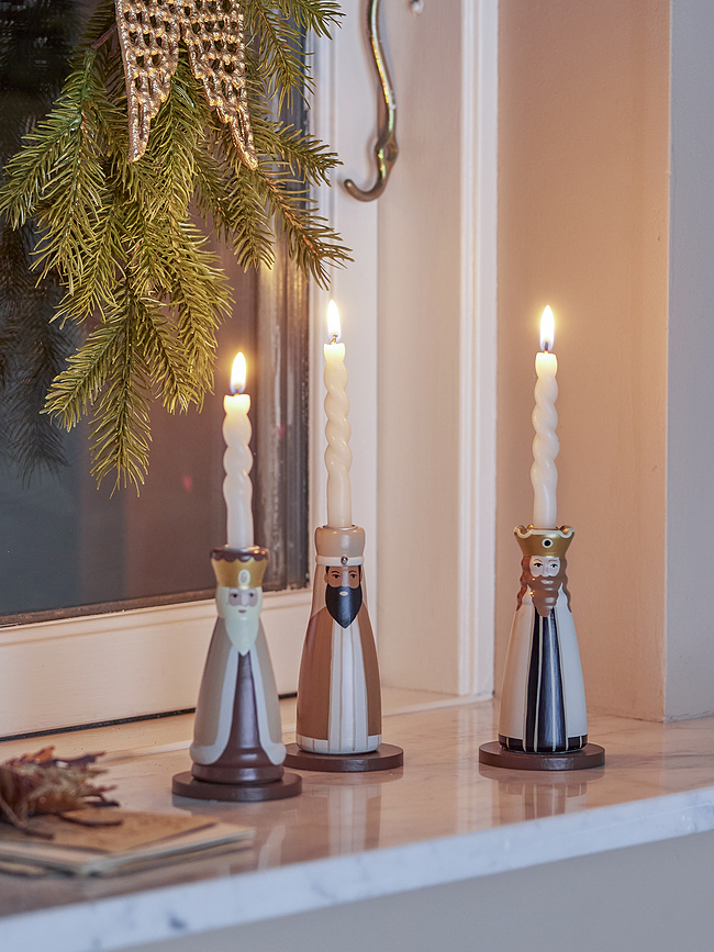 Betiel Porte-Bougies de Noël, beiges, Lot de 3