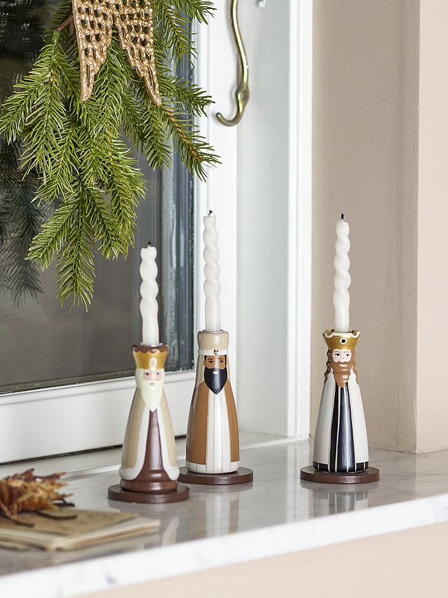 Betiel Porte-Bougies de Noël, beiges, Lot de 3