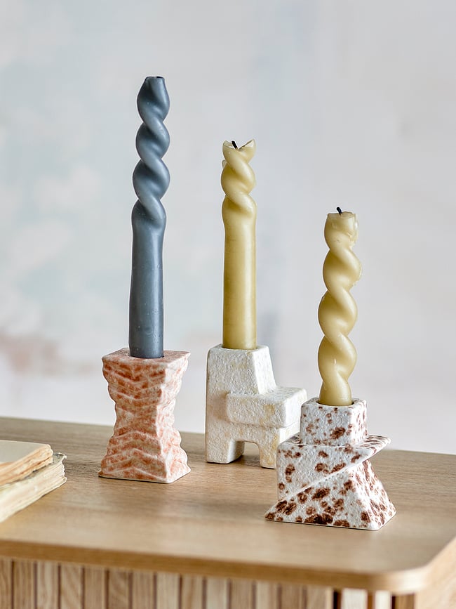 Blanchard Svijećnjaci za klasične svijeće bež-ružičasti 3 kom.