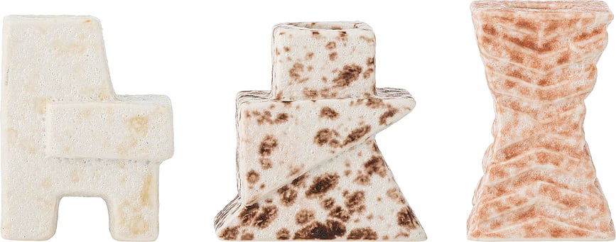 Blanchard Svijećnjaci za klasične svijeće bež-ružičasti 3 kom.