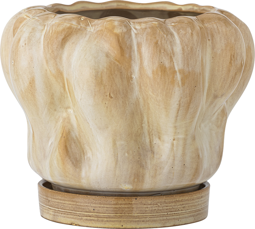 Blomsterpotte Hollis 20 cm beige med underkopper