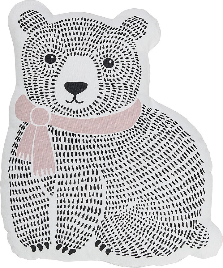 Bloomingville Coussin Ours, avec écharpe rose